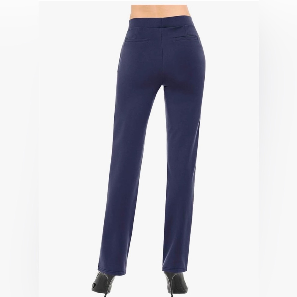 VIV Collection Straight Trouser Pants Wrinkle Free 32” Inseam Navy Medium